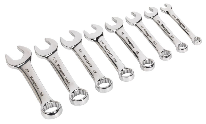 Sealey S0976 Combination Spanner Set 8pc Stubby Imperial