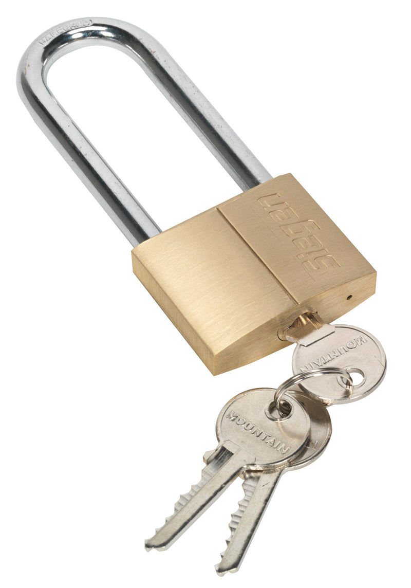 Sealey Brass Body Padlock with Brass Cylinder Long Shackle 50mm S0990