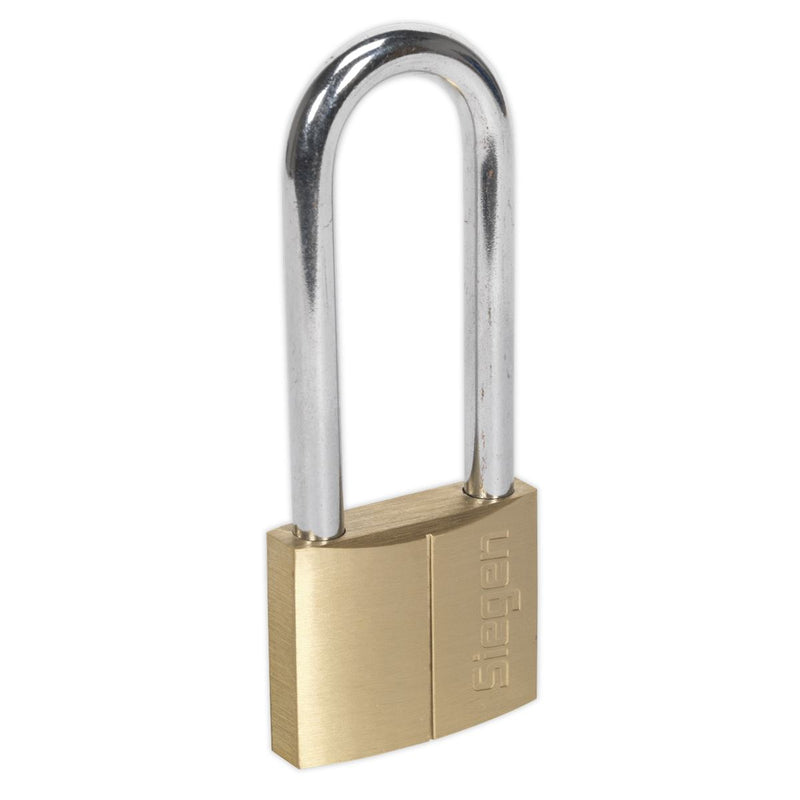 Sealey Brass Body Padlock with Brass Cylinder Long Shackle 50mm S0990