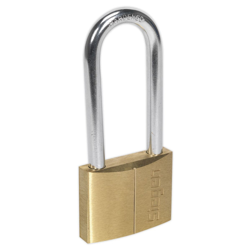 Sealey Brass Body Padlock with Brass Cylinder Long Shackle 60mm S0991