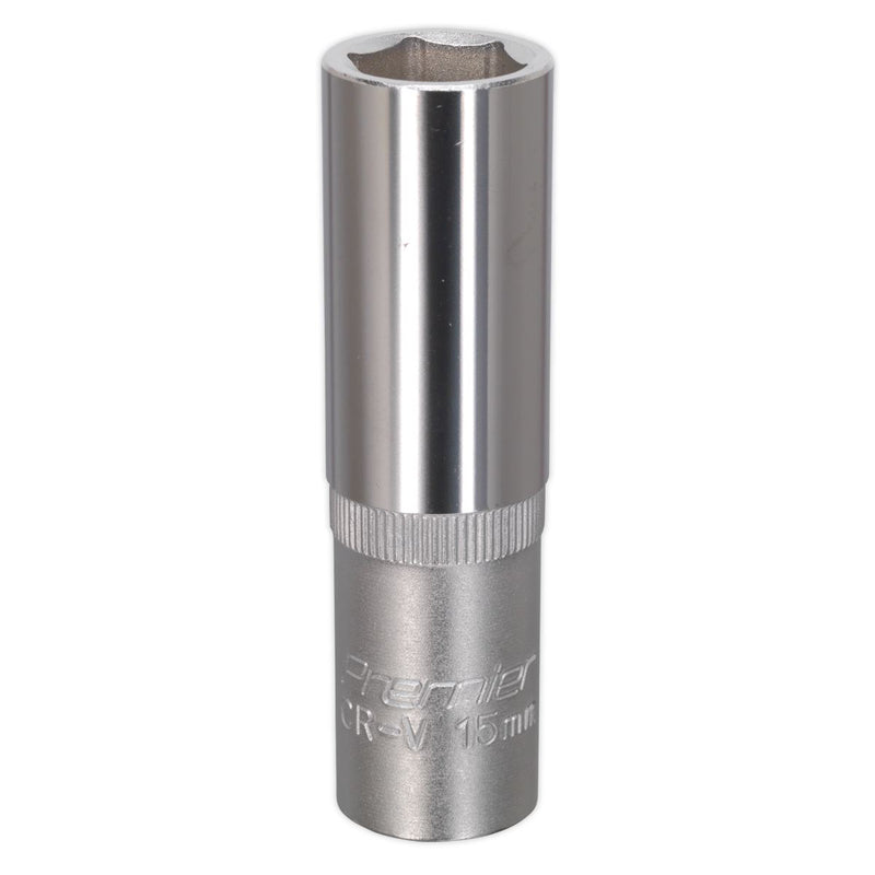 Sealey Premier Deep Socket 1/2"Sq Drive 15mm S1215D