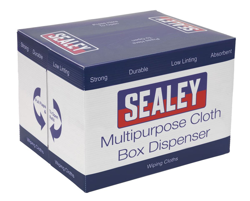 Sealey SCP160 Multipurpose Paper Wipes in Polyflute Dispenser Box - Creped Turquoise 69gsm 160 Sheets