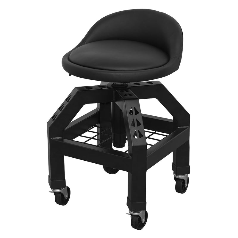 Sealey Premier Industrial Pneumatic Creeper Stool with Adjustable Height Swivel Seat & Back Rest SCR03B