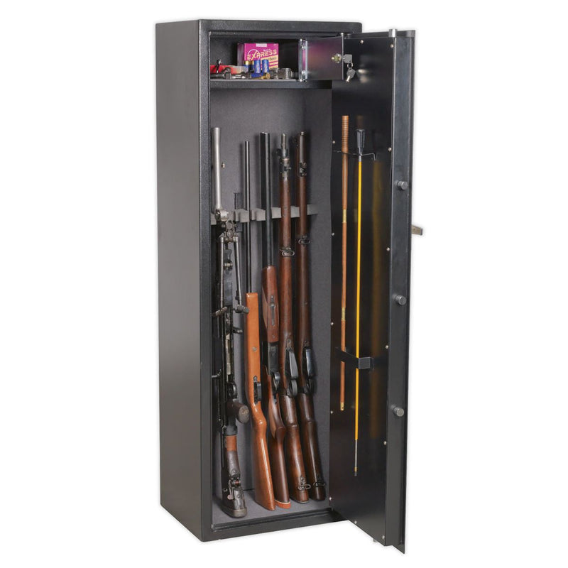 Sealey SEGS8 Gun Cabinet with Ammo Box & Electronic Lock 8 Gun Capacity