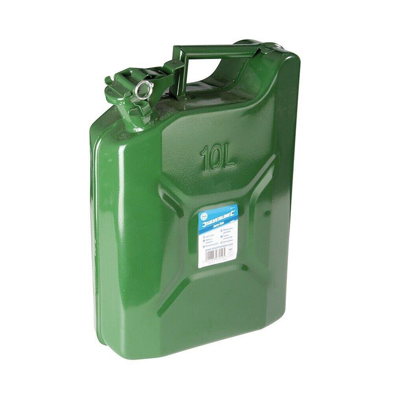 SILVERLINE JERRY CAN 10 LITRE METAL FUEL PETROL DIESEL 10L ARMY CONTAINER 563474