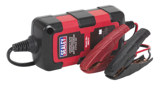 Sealey SMC11 Battery Charger Compact Auto Maintenance 0.8A - 3-Cycle 12V