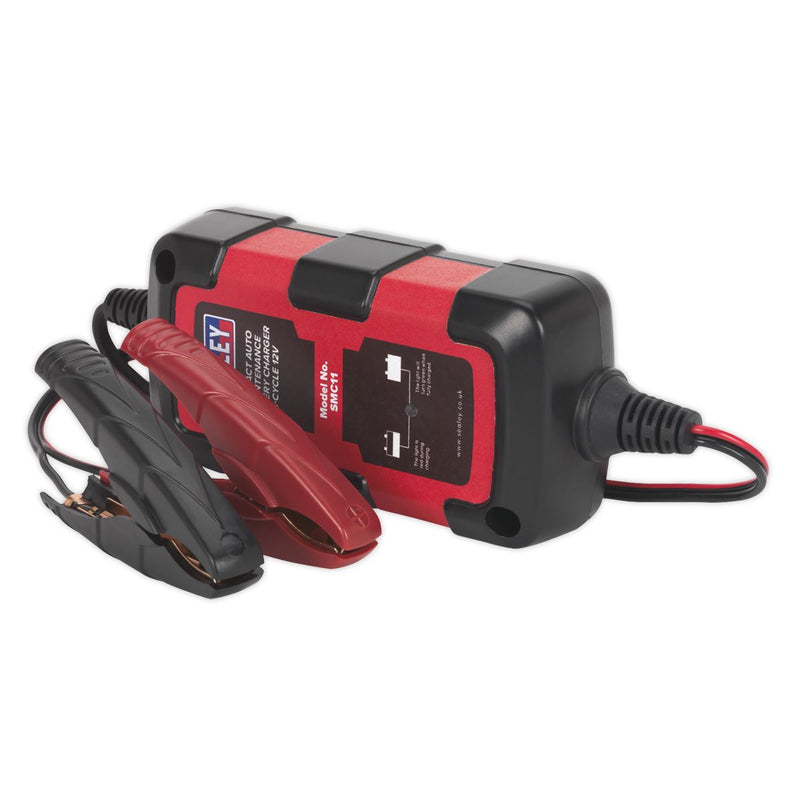 Sealey SMC11 Battery Charger Compact Auto Maintenance 0.8A - 3-Cycle 12V