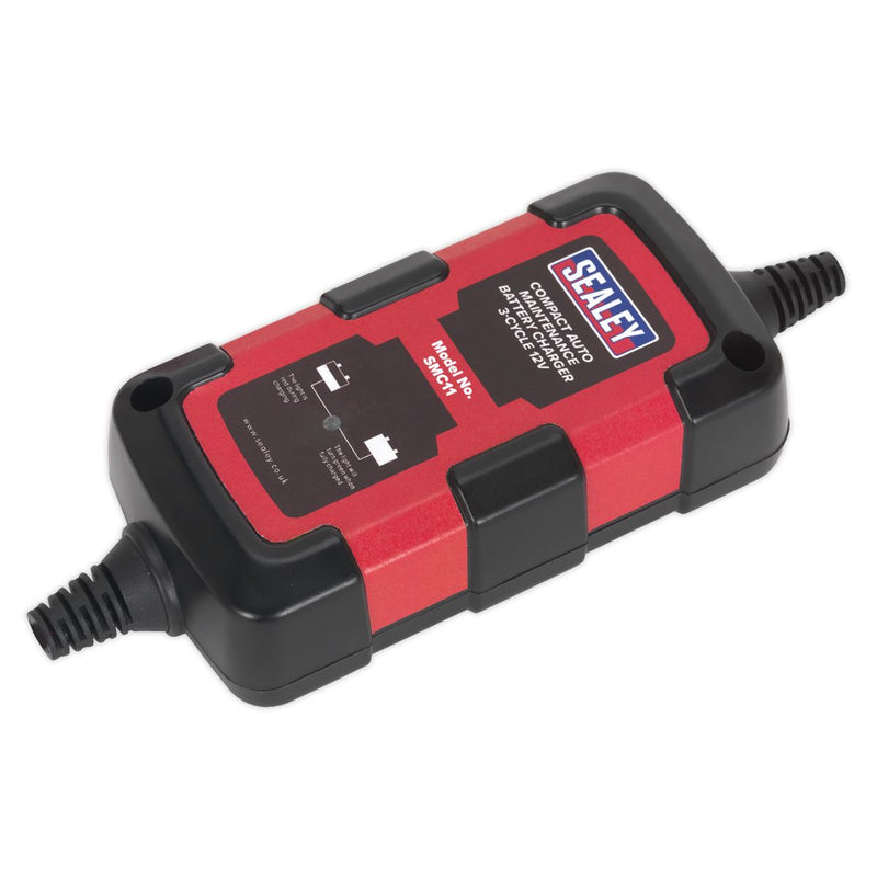 Sealey SMC11 Battery Charger Compact Auto Maintenance 0.8A - 3-Cycle 12V