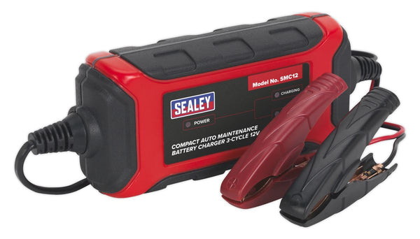 Sealey SMC12 Battery Charger Compact Auto Maintenance 1.5A - 3-Cycle 12V