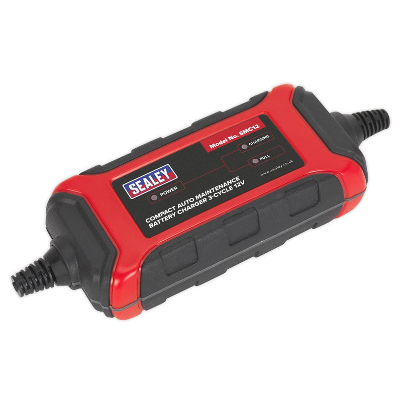 Sealey SMC12 Battery Charger Compact Auto Maintenance 1.5A - 3-Cycle 12V