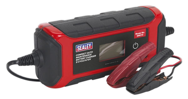 Sealey SMC13 Battery Charger Compact Auto Maintenance 4A - 9-Cycle 6/12V