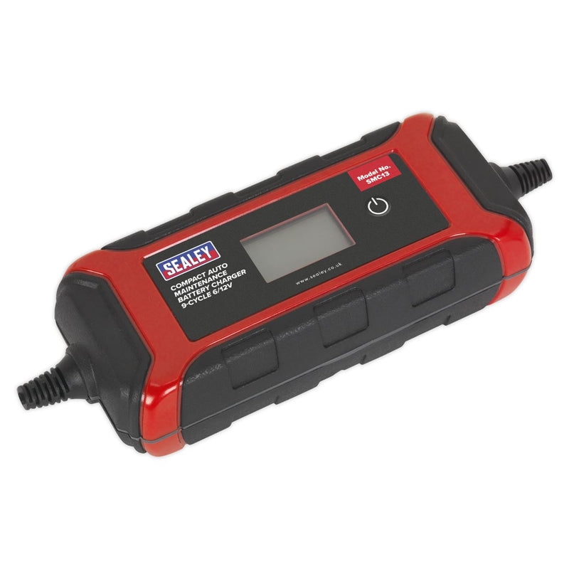 Sealey SMC13 Battery Charger Compact Auto Maintenance 4A - 9-Cycle 6/12V