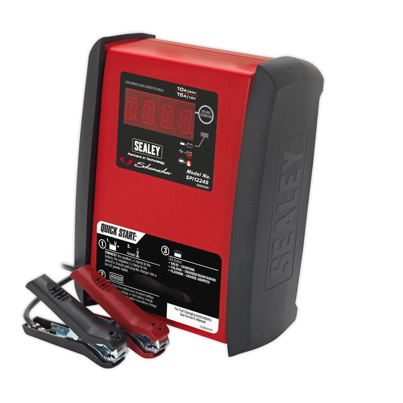 Sealey 12V 15A/24V Intelligent Speed Charge Battery Charger/Maintainer 10A SPI1224S