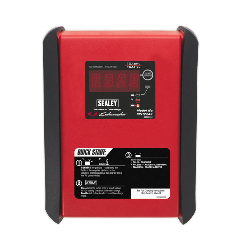 Sealey 12V 15A/24V Intelligent Speed Charge Battery Charger/Maintainer 10A SPI1224S