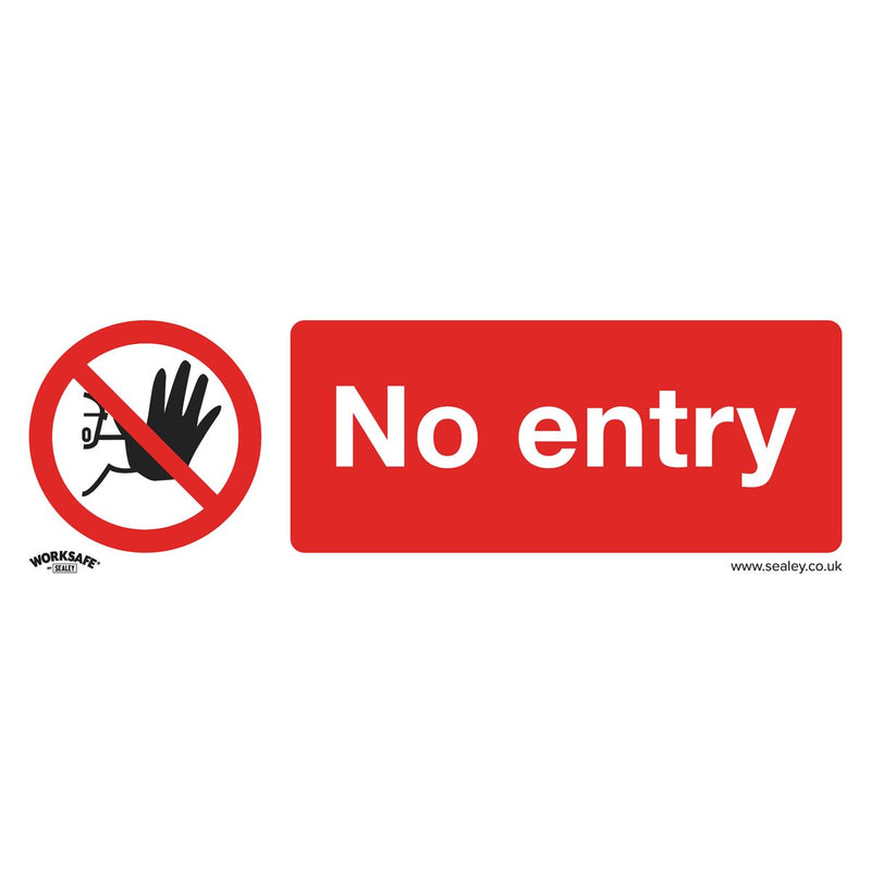 Sealey Worksafe&reg; No Entry Safety Sign, Self-Adhesive Vinyl - Pack of 10 SS14V10