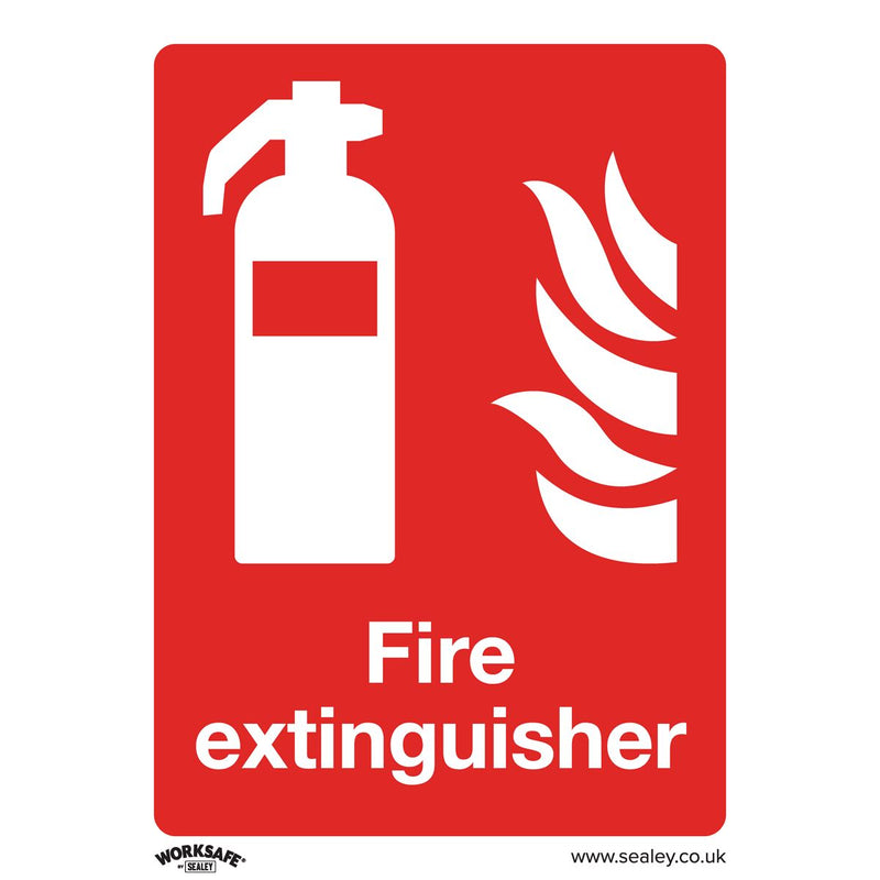 Sealey Worksafe&reg; Fire Extinguisher Safety Sign, Rigid Plastic - Pack of 10 SS15P10