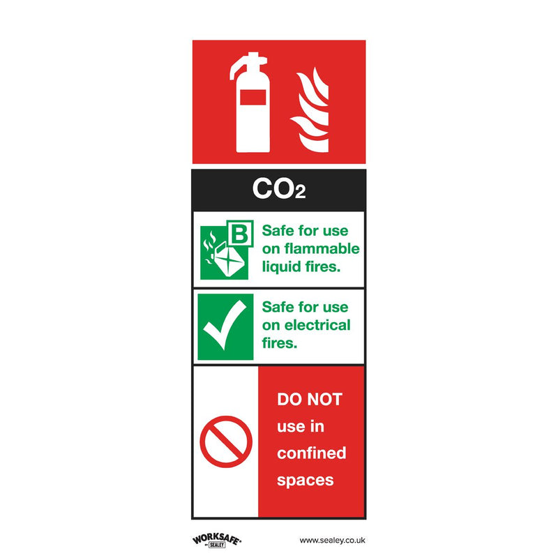 Sealey Worksafe&reg; CO2 Fire Extinguisher Safety Sign, Rigid Plastic - Pack of 10 SS21P10