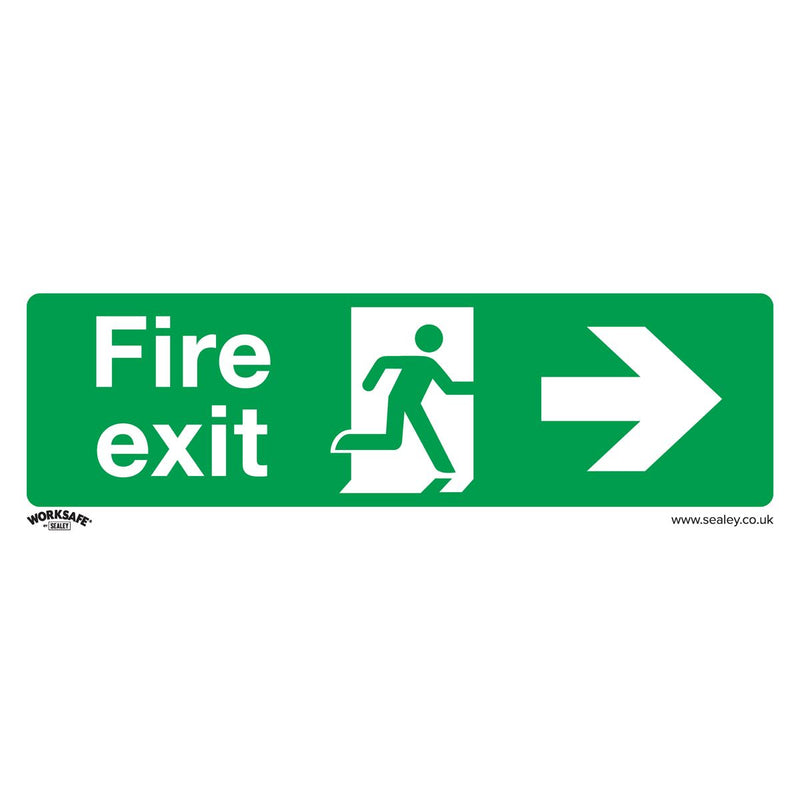 Sealey Worksafe&reg; Fire Exit (Right) Safety Sign, Self-Adhesive Vinyl - Pack of 10 SS24V10