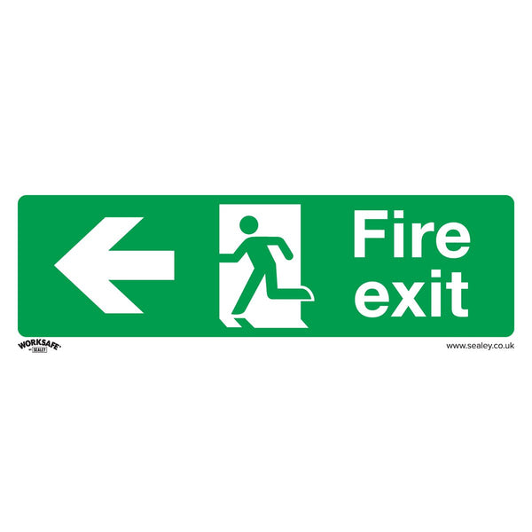 Sealey Worksafe&reg; Fire Exit (Left) Safety Sign, Self-Adhesive Vinyl - Pack of 10 SS25V10