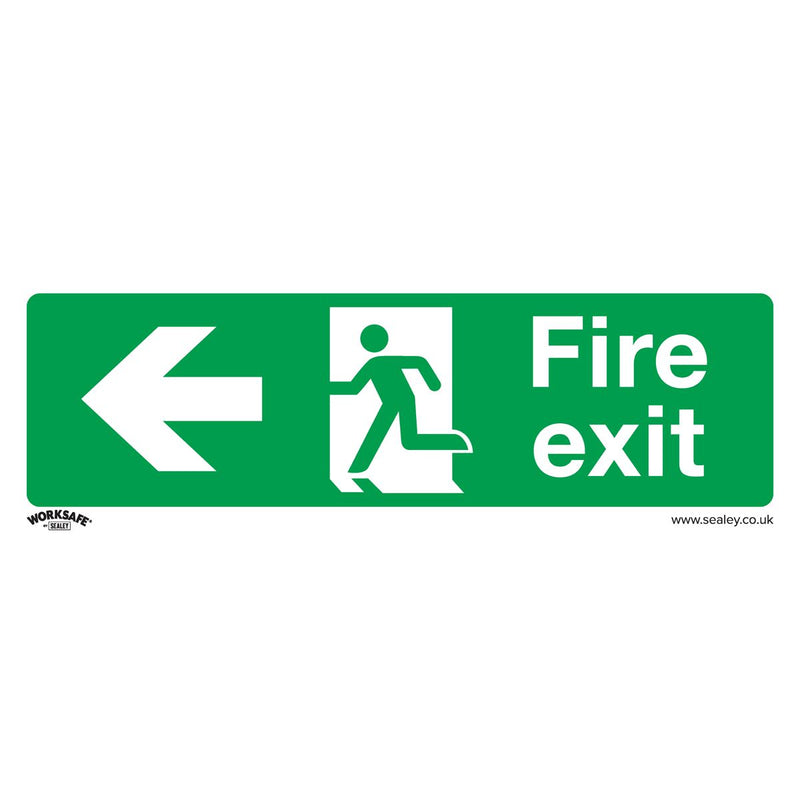 Sealey Worksafe&reg; Fire Exit (Left) Safety Sign, Self-Adhesive Vinyl - Pack of 10 SS25V10