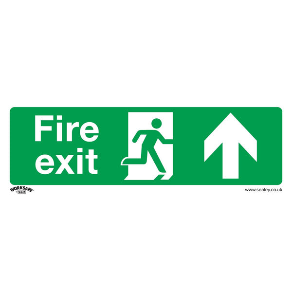 Sealey Worksafe&reg; Fire Exit (Up) Safety Sign - Rigid Plastic SS28P1