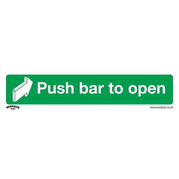 Sealey Worksafe&reg; Push Bar To Open Safety Sign, Rigid Plastic - Pack of 10 SS29P10