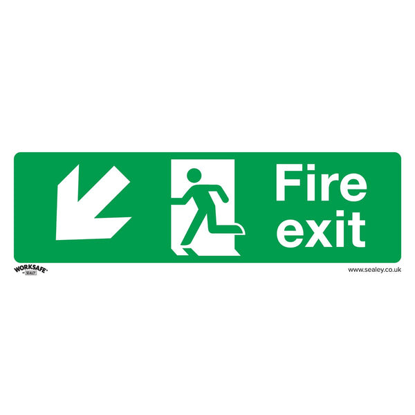 Sealey Worksafe&reg; Fire Exit (Down Left) Safety Sign, Self-Adhesive Vinyl - Pack of 10 SS34V10