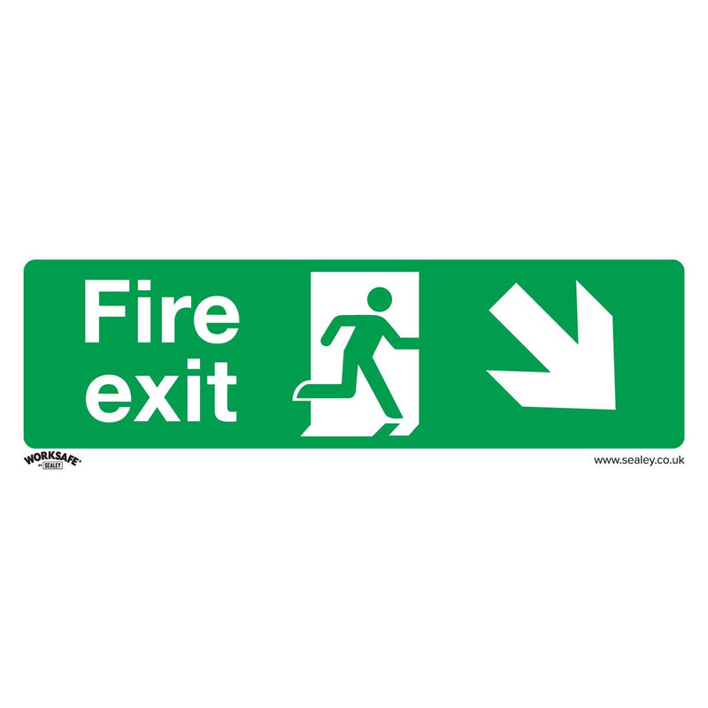 Sealey Worksafe&reg; Fire Exit (Down Right) Safety Sign, Self-Adhesive Vinyl - Pack of 10 SS36V10