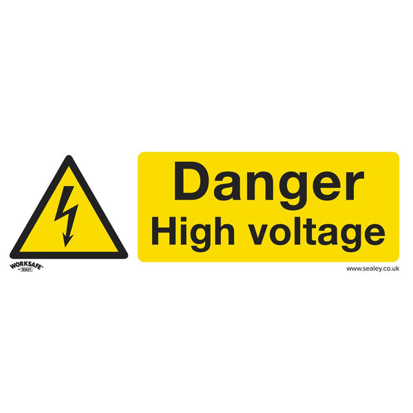 Sealey Worksafe&reg; Danger High Voltage Safety Sign, Self-Adhesive Vinyl - Pack of 10 SS48V10