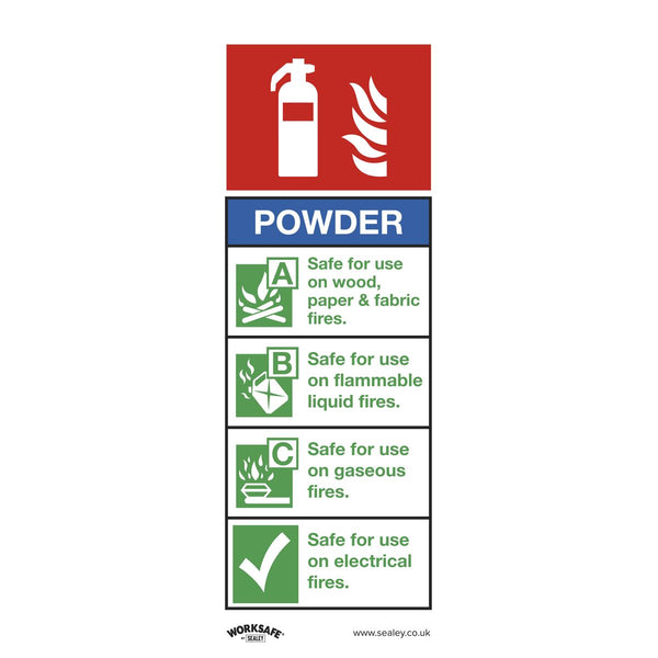 Sealey Worksafe&reg; Powder Fire Extinguisher Safety Sign, Rigid Plastic - Pack of 10 SS52P10