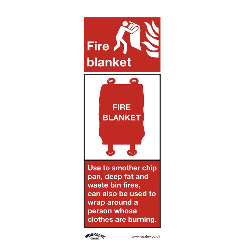 Sealey Worksafe&reg; Fire Blanket, Rigid Plastic Safety Sign - Pack of 10 SS53P10