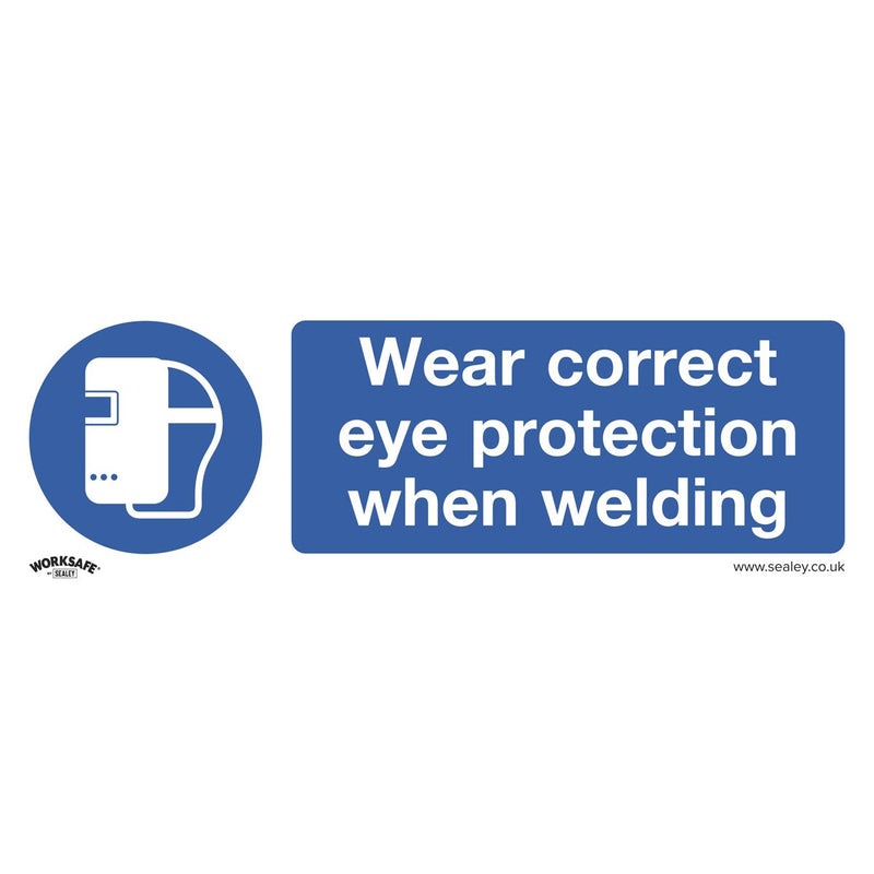 Sealey Worksafe&reg; Wear Eye Protection When Welding Safety Sign, Rigid Plastic - Pack of 10 SS54P10