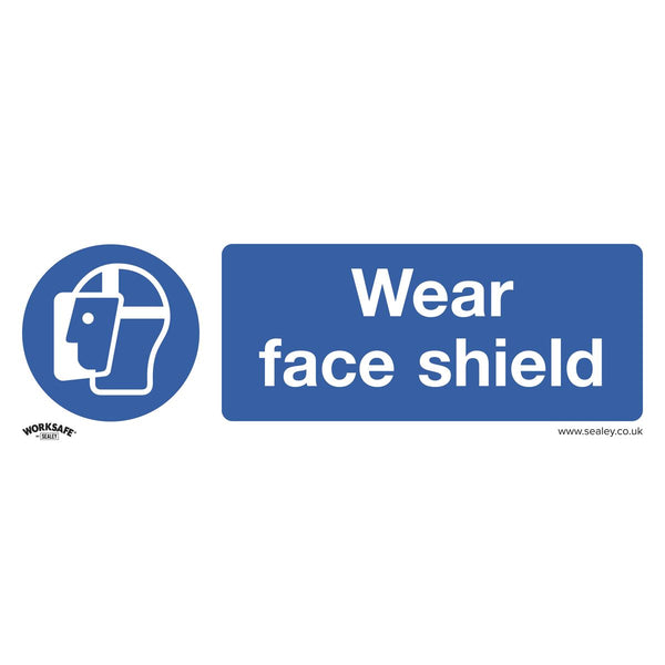 Sealey Worksafe&reg; Wear Face Shield Safety Sign, Rigid Plastic - Pack of 10 SS55P10