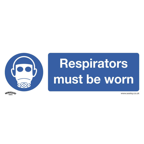 Sealey Worksafe&reg; Respirators Must Be Worn Safety Sign, Rigid Plastic - Pack of 10 SS56P10