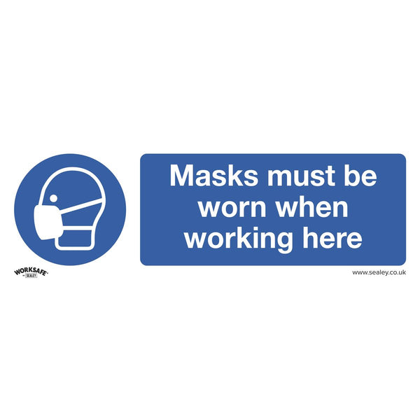 Sealey Worksafe&reg; Masks Must Be Worn Safety Sign, Rigid Plastic - Pack of 10 SS57P10