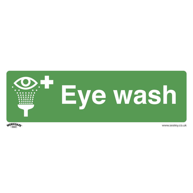 Sealey Worksafe&reg; Eye Wash Safety Sign, Rigid Plastic - Pack of 10 SS58P10