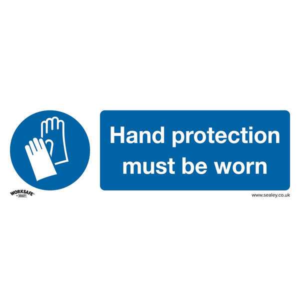 Sealey Worksafe&reg; Hand Protection Must Be Worn Safety Sign, Rigid Plastic - Pack of 10 SS6P10