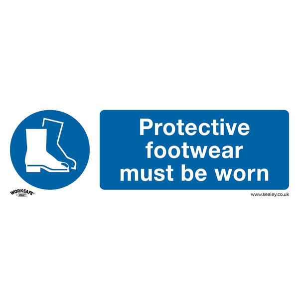 Sealey Worksafe&reg; Protective Footwear Must Be Worn Safety Sign, Rigid Plastic - Pack of 10 SS7P10