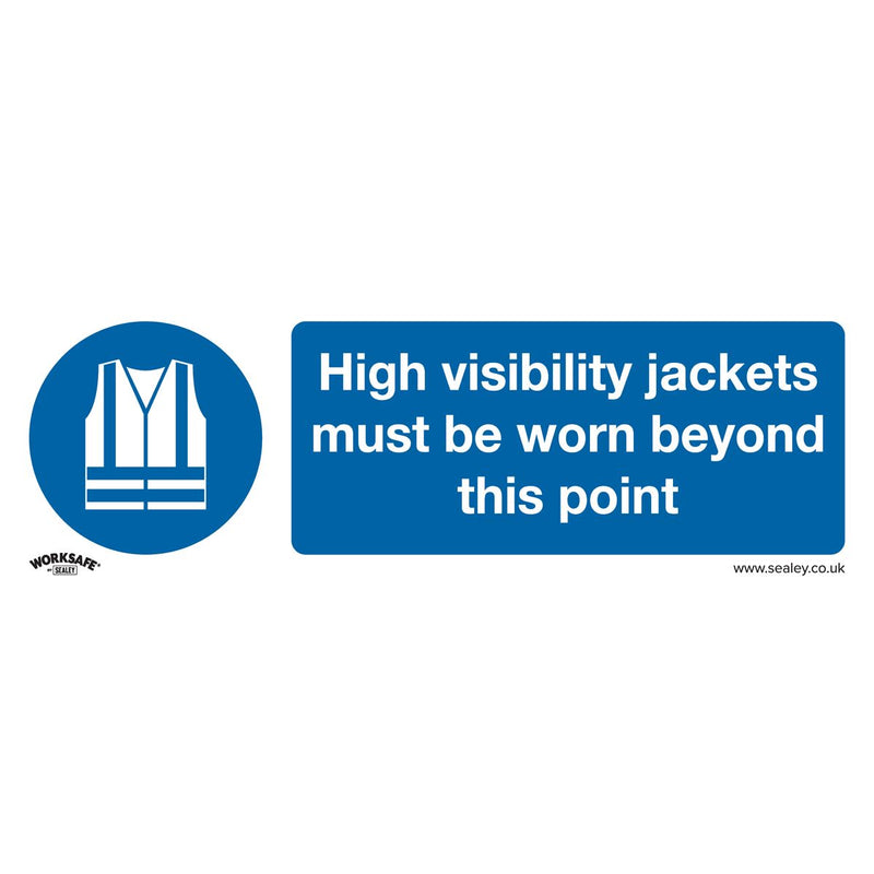 Sealey Worksafe&reg; High Visibility Jackets Must Be Worn Beyond This Point Safety Sign, Rigid Plastic - Pack of 10 SS9P10