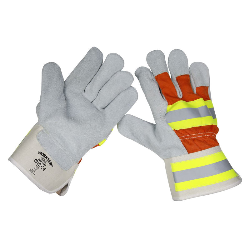 Sealey Worksafe&reg; Reflective Rigger's Gloves - Pack of 6 Pairs SSP14HV/6