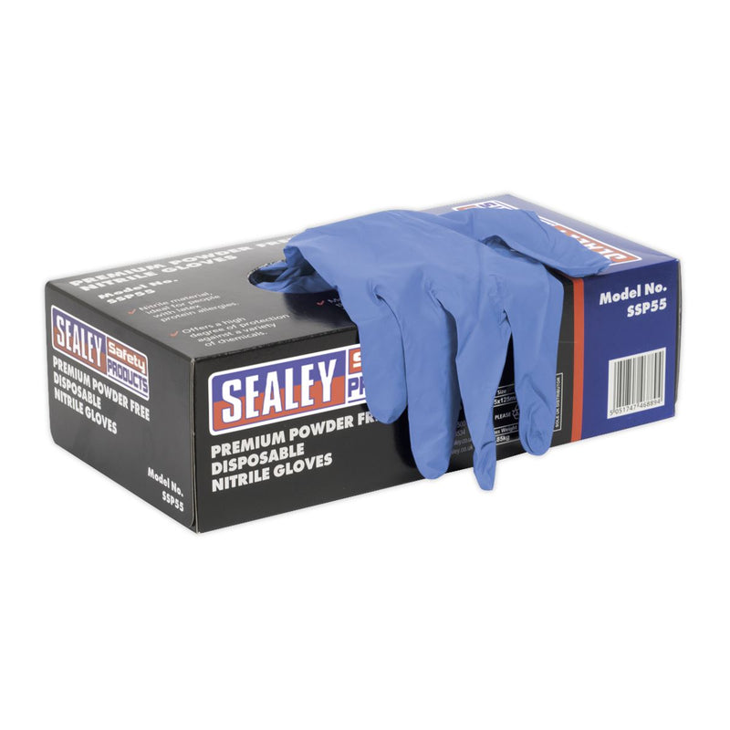 Sealey Premium Powder-Free Disposable Nitrile Gloves, Extra-Large - Pack of 100 SSP55XL