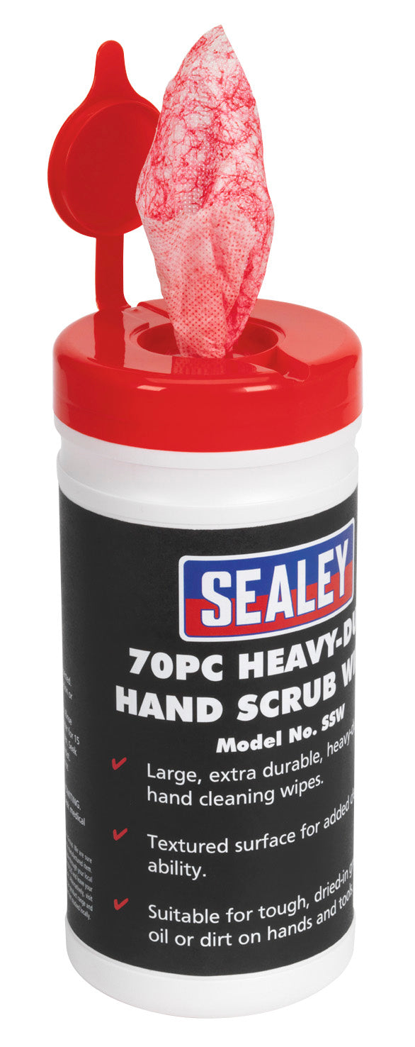 Sealey SSW Hand Scrub Wipes Heavy-Duty Pack of 70