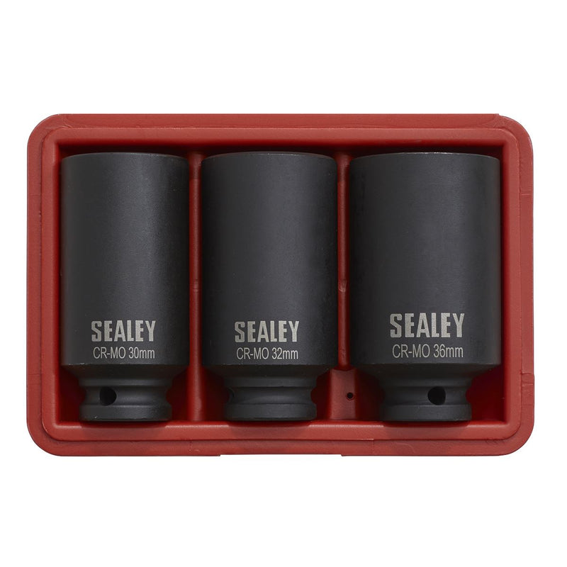 Sealey Impact Hub Nut Socket Set 1/2"Sq Drive 12-Point 3pc SX051