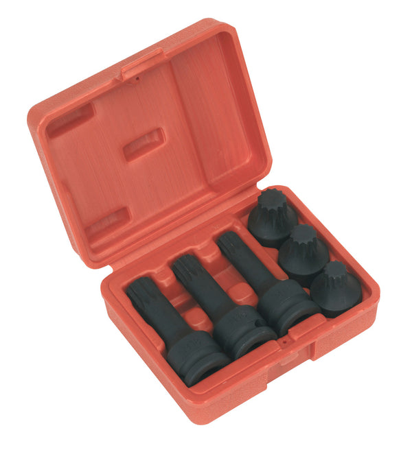 Sealey Impact Spline Socket Bit Set 1/2"Sq Drive 6pc SX052