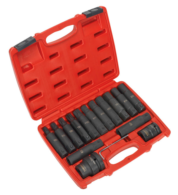 Sealey Impact Hex, TRX-Star* & TRX-Star* Female Socket Bit Set 3/4" & 1"Sq Drive 16pc SX098