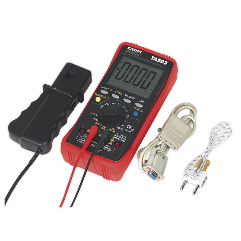 Sealey 15-Function Digital Automotive Multimeter with Bar Graph/PC Link TA203