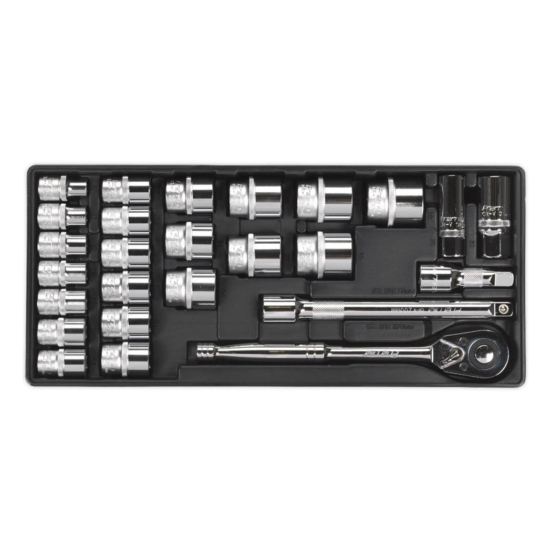 Sealey Premier Socket Set with Tool Tray 1/2"Sq Drive 26pc TBT21