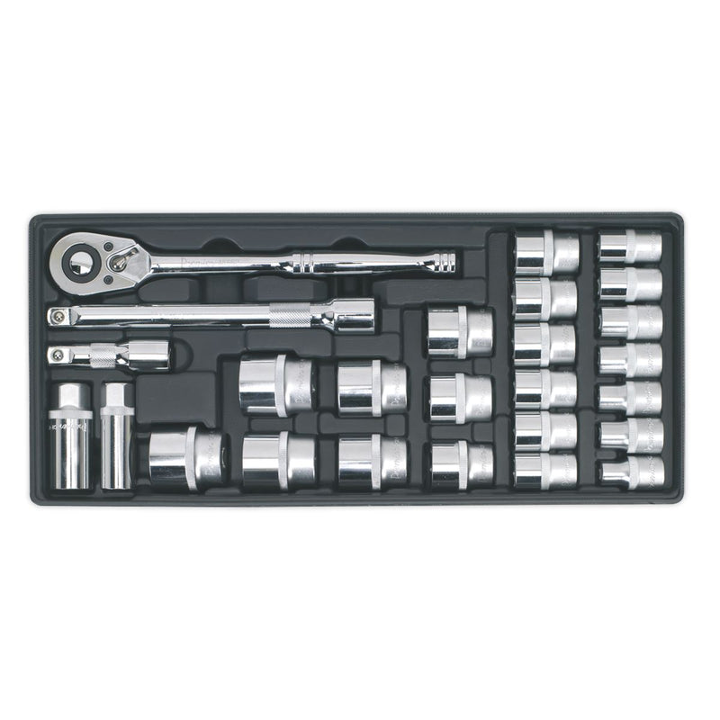 Sealey Premier Socket Set with Tool Tray 1/2"Sq Drive 26pc TBT21