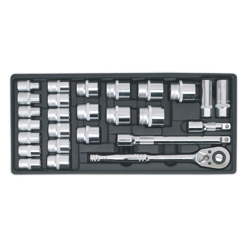 Sealey Premier Socket Set with Tool Tray 1/2"Sq Drive 26pc TBT21