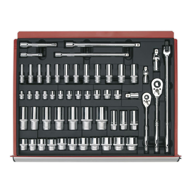 Sealey Premier Socket Set with Tool Tray 3/8" & 1/2"Sq Drive 55pc TBT31